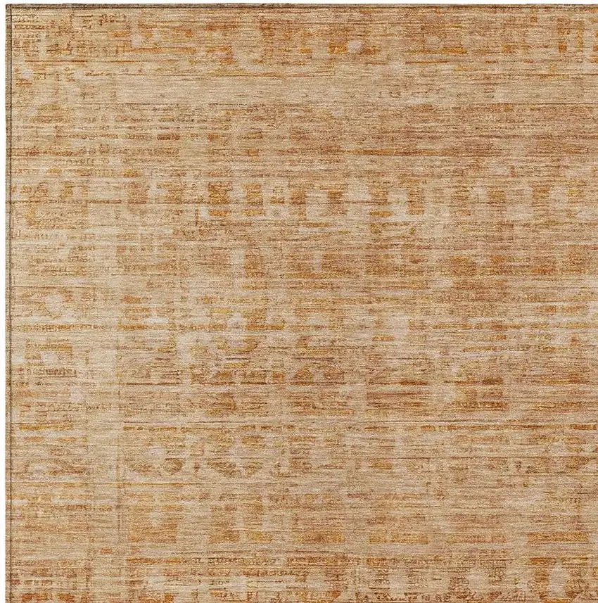 Coral And Peach Abstract Washable Indoor Outdoor Area Rug Photo 4