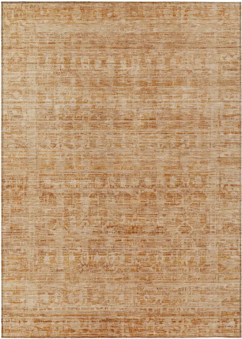 Coral And Peach Abstract Washable Indoor Outdoor Area Rug Photo 1