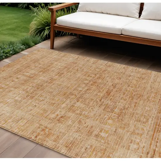 Coral And Peach Abstract Washable Indoor Outdoor Area Rug Photo 2