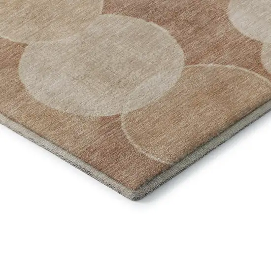Coral And Peach Geometric Washable Area Rug With UV Protection Photo 6