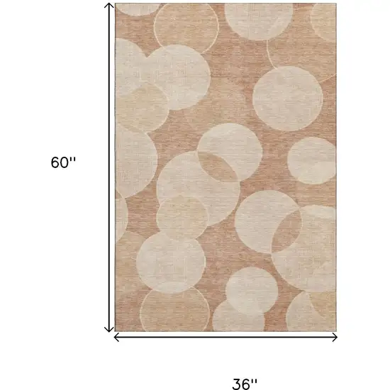 Coral And Peach Geometric Washable Area Rug With UV Protection Photo 9