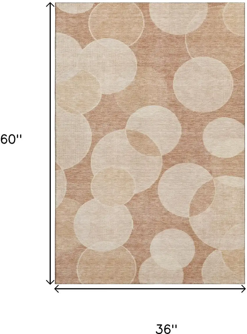 Coral And Peach Geometric Washable Area Rug With UV Protection Photo 9