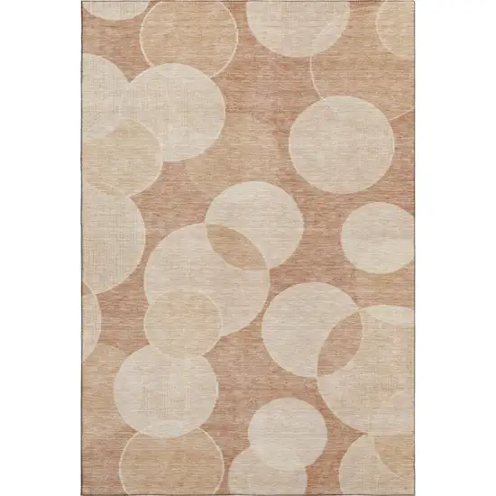 Coral And Peach Geometric Washable Area Rug With UV Protection Photo 1