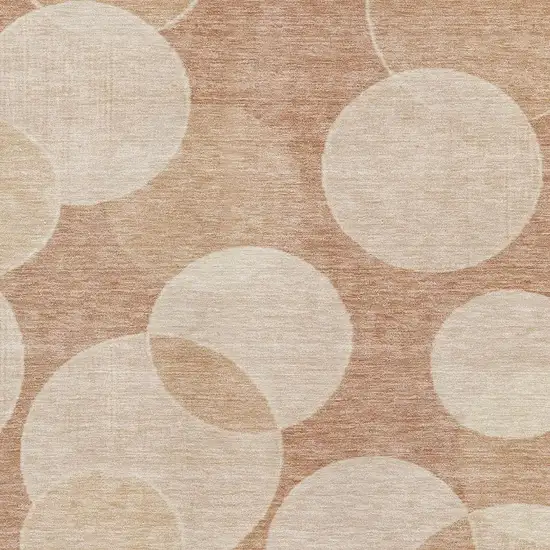 Coral And Peach Geometric Washable Area Rug With UV Protection Photo 2