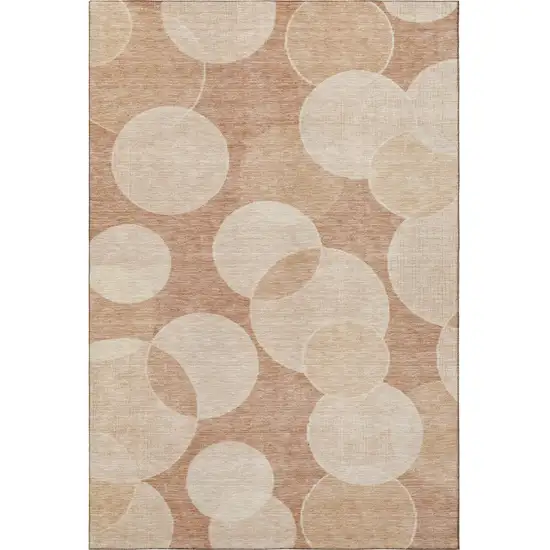 Coral And Peach Geometric Washable Area Rug With UV Protection Photo 3