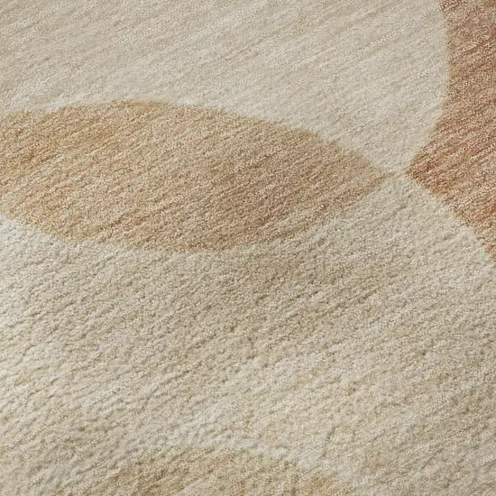 Coral And Peach Geometric Washable Area Rug With UV Protection Photo 9