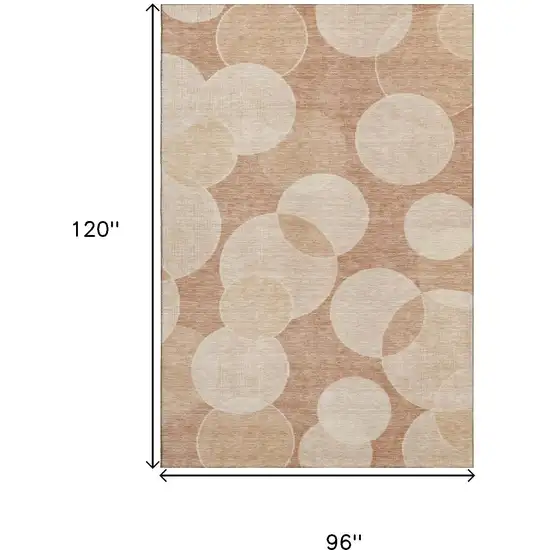 Coral And Peach Geometric Washable Area Rug With UV Protection Photo 9