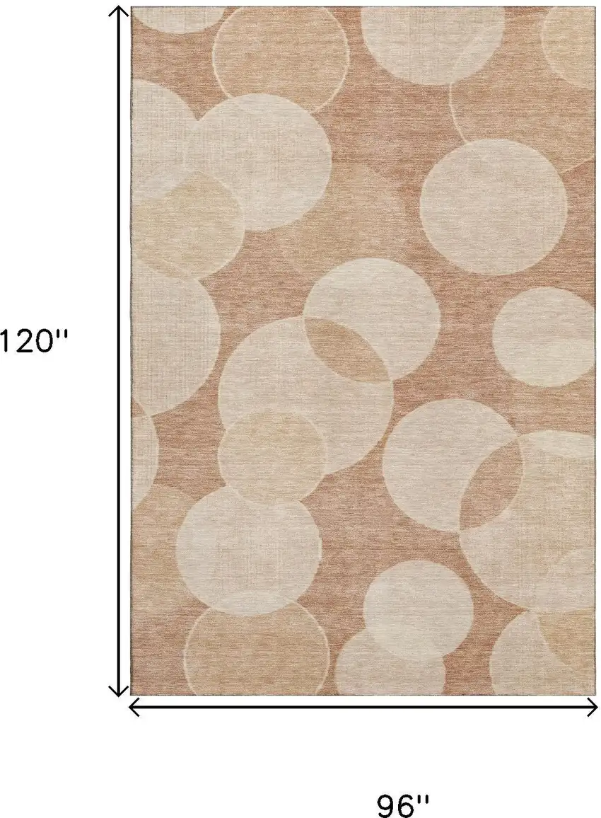 Coral And Peach Geometric Washable Area Rug With UV Protection Photo 9