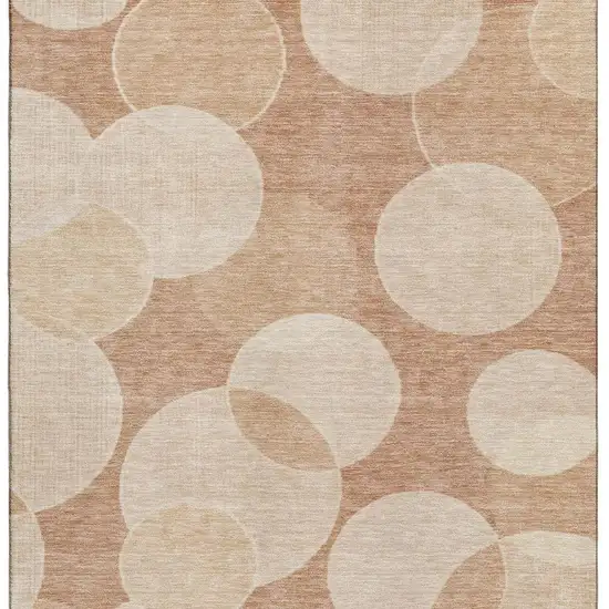 Coral And Peach Geometric Washable Area Rug With UV Protection Photo 3