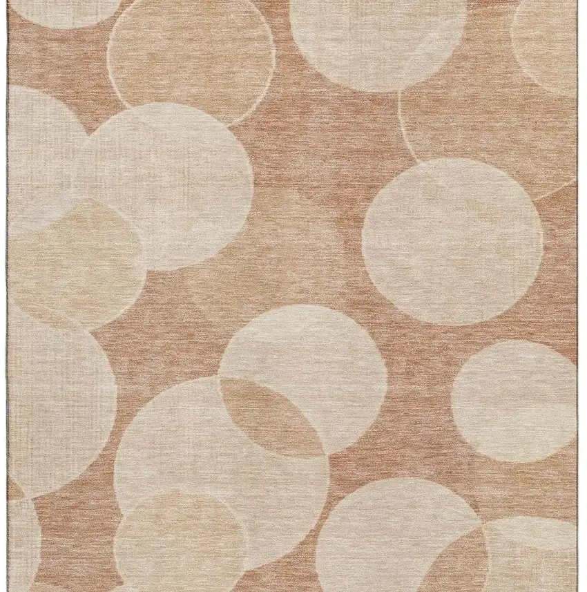 Coral And Peach Geometric Washable Area Rug With UV Protection Photo 3
