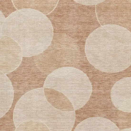 Coral And Peach Geometric Washable Area Rug With UV Protection Photo 2
