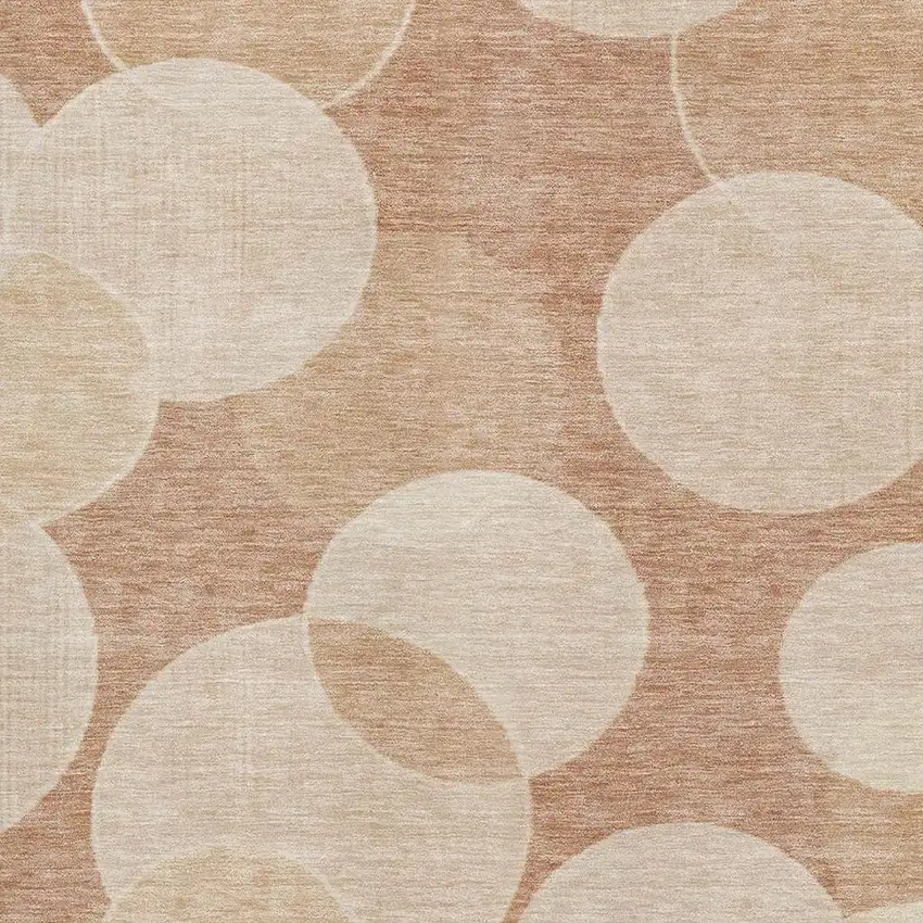 Coral And Peach Geometric Washable Area Rug With UV Protection Photo 2