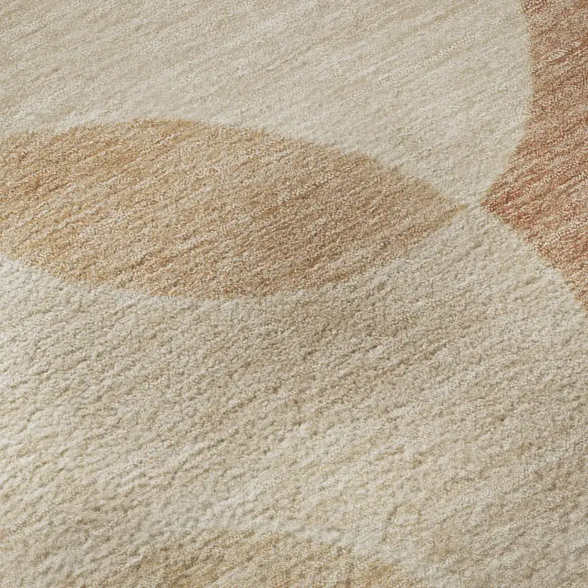 Coral And Peach Geometric Washable Area Rug With UV Protection Photo 9