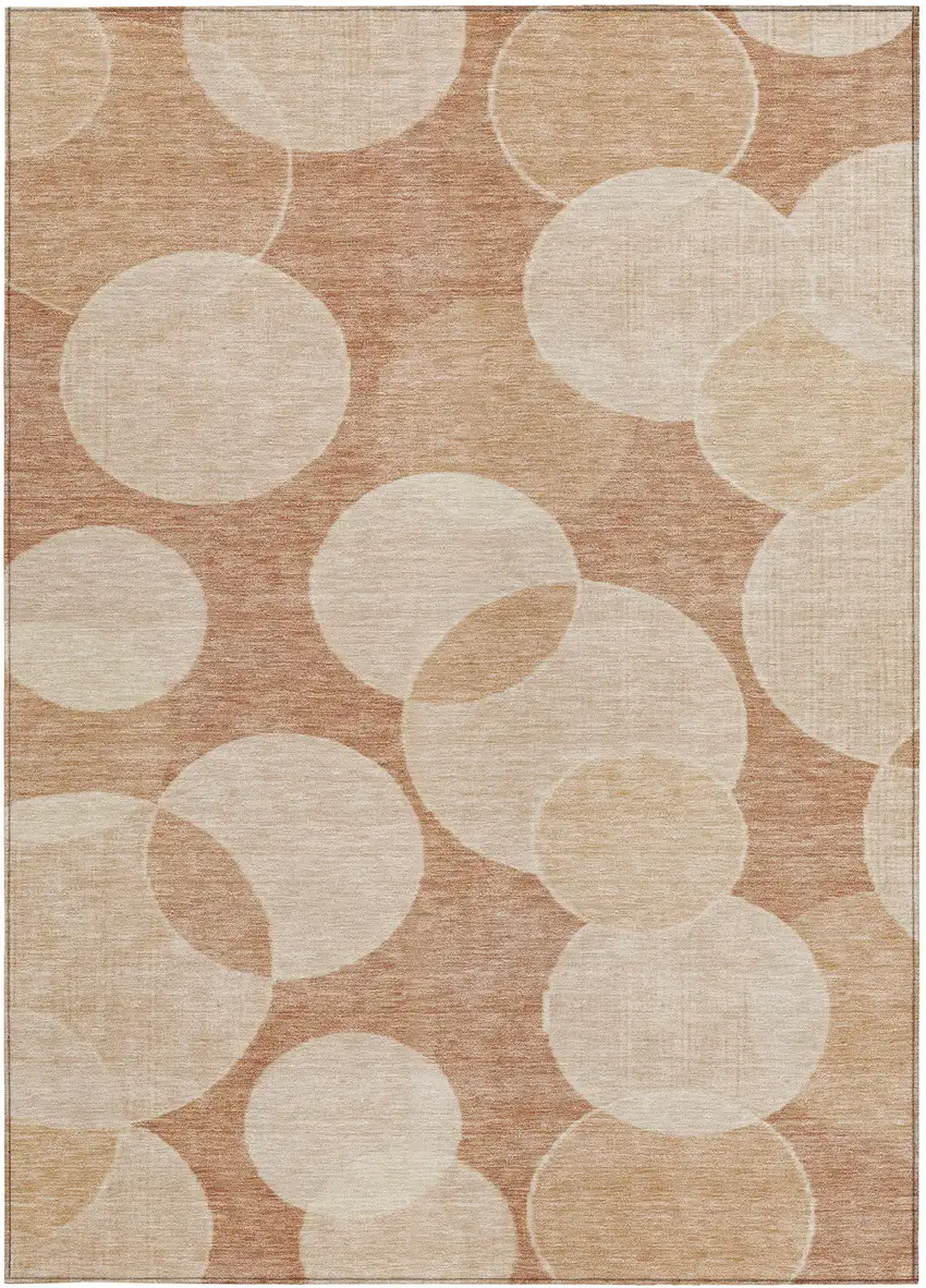 Coral And Peach Geometric Washable Indoor Outdoor Area Rug Photo 4