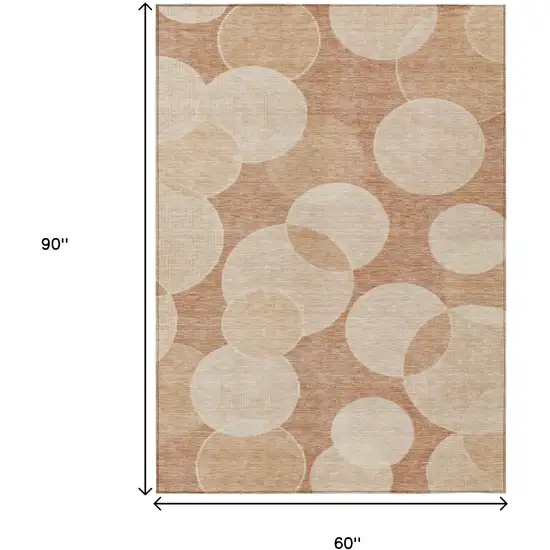 Coral And Peach Geometric Washable Indoor Outdoor Area Rug Photo 9