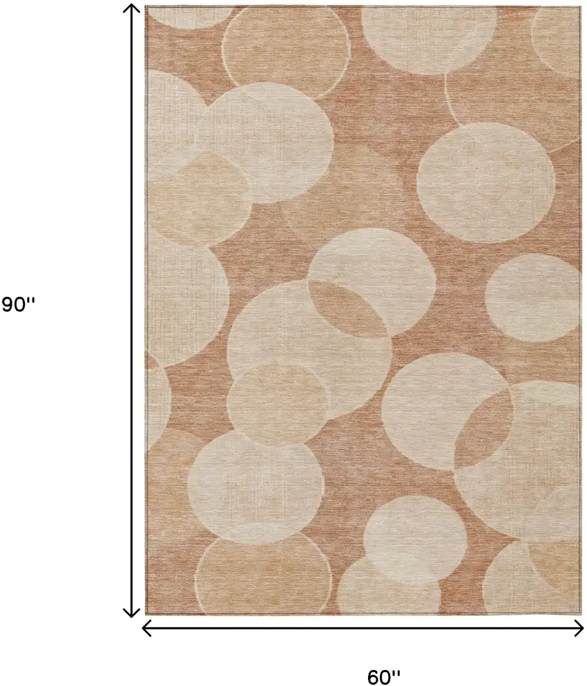 Coral And Peach Geometric Washable Indoor Outdoor Area Rug Photo 9