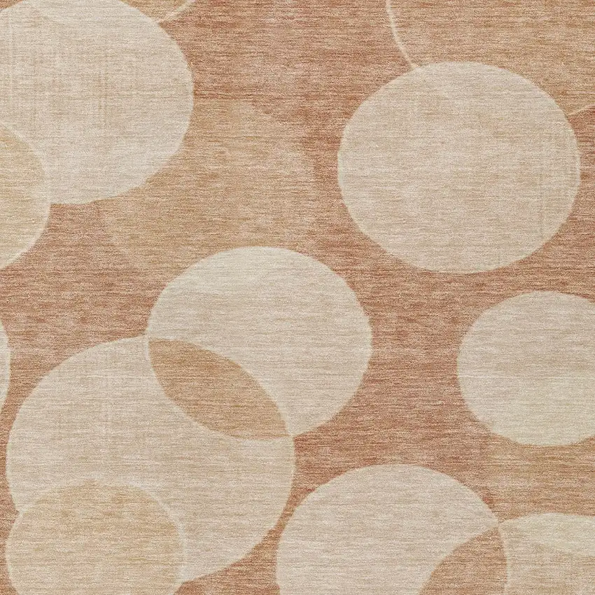 Coral And Peach Geometric Washable Indoor Outdoor Area Rug Photo 7