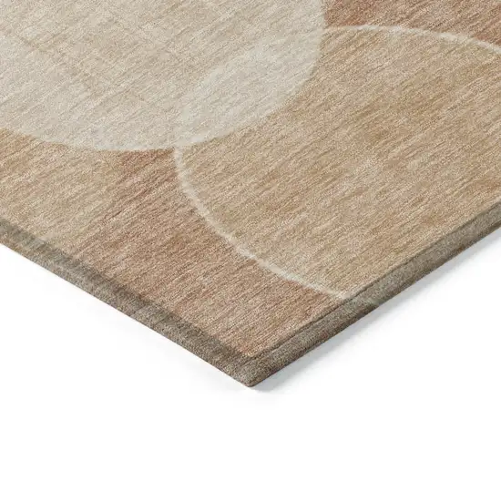 Coral And Peach Geometric Washable Indoor Outdoor Area Rug Photo 6