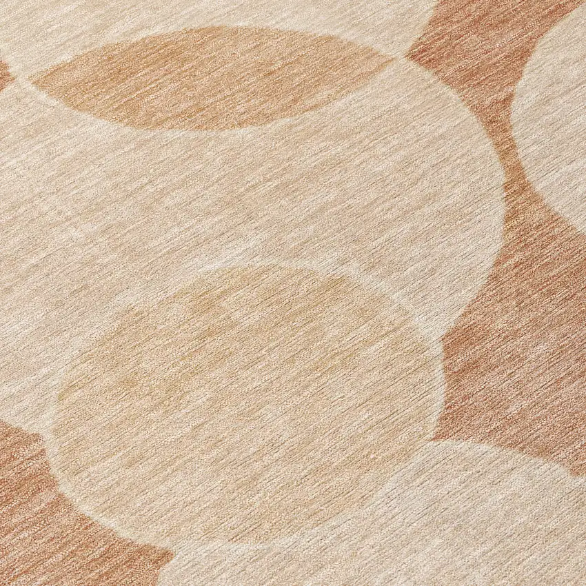 Coral And Peach Geometric Washable Indoor Outdoor Area Rug Photo 8