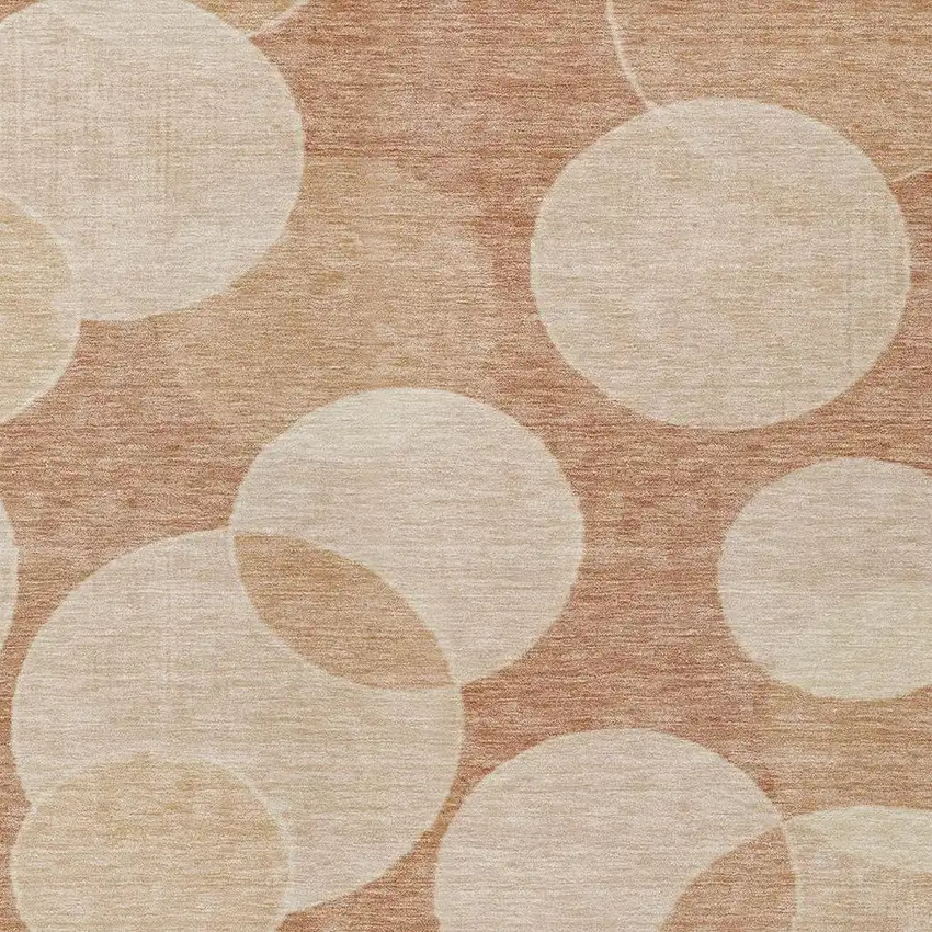 Coral And Peach Geometric Washable Indoor Outdoor Area Rug Photo 4