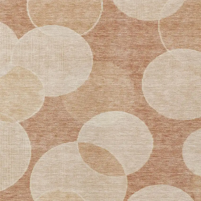 Coral And Peach Geometric Washable Indoor Outdoor Area Rug Photo 4