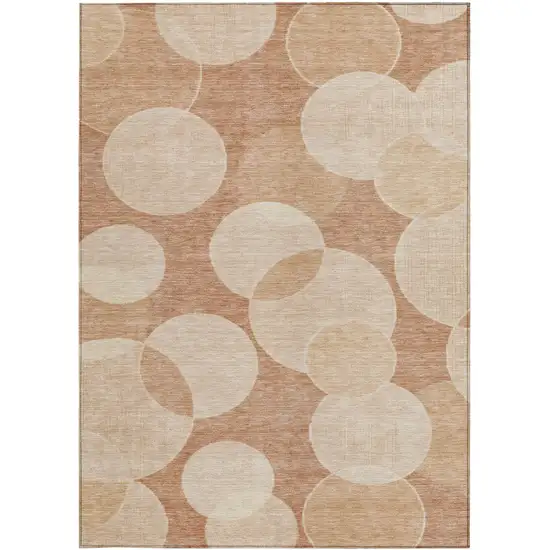Coral And Peach Geometric Washable Indoor Outdoor Area Rug Photo 3