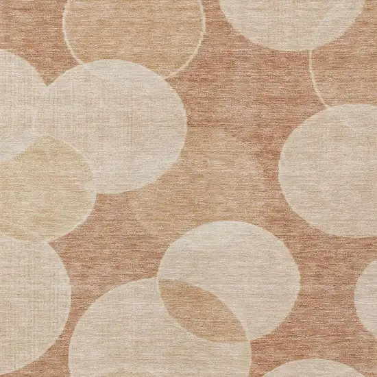 Coral And Peach Geometric Washable Indoor Outdoor Area Rug Photo 4