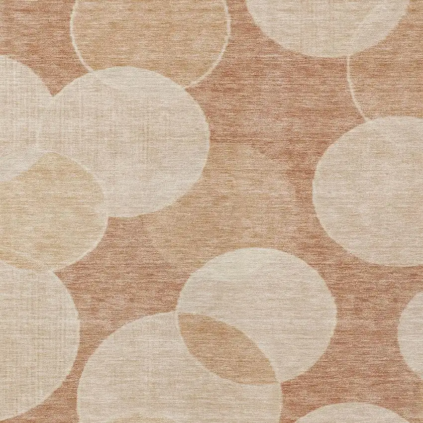 Coral And Peach Geometric Washable Indoor Outdoor Area Rug Photo 4