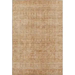 Photo of Coral And Peach Oriental Washable Area Rug With UV Protection