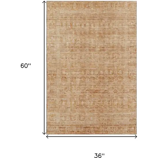 Coral And Peach Oriental Washable Area Rug With UV Protection Photo 9