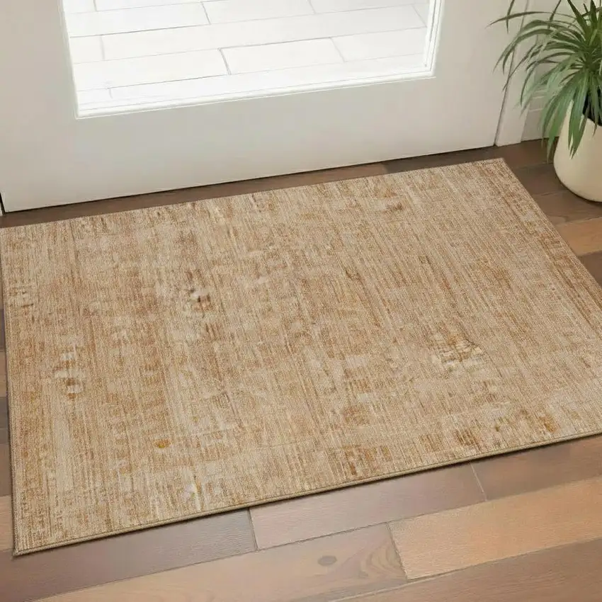 Coral And Peach Oriental Washable Area Rug With UV Protection Photo 2