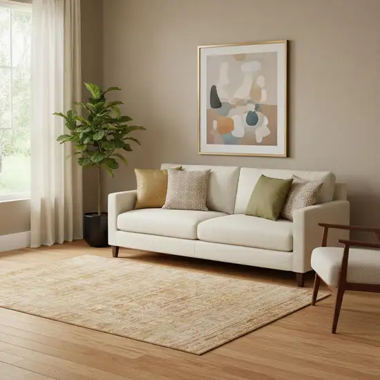 Coral And Peach Oriental Washable Area Rug With UV Protection Photo 2