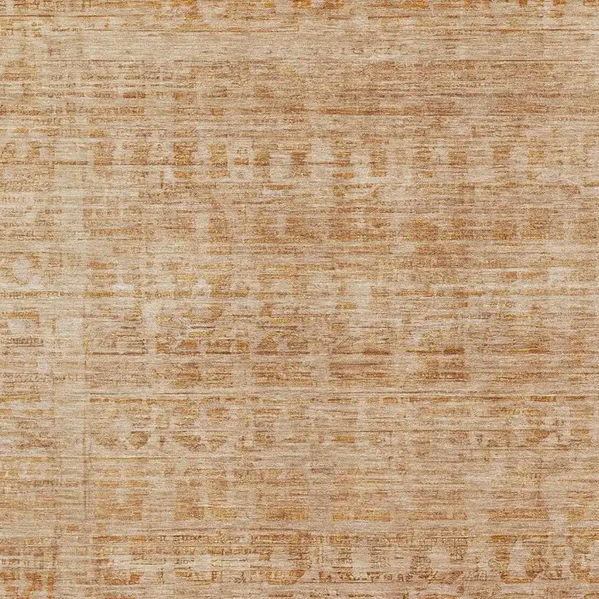 Coral And Peach Oriental Washable Area Rug With UV Protection Photo 2