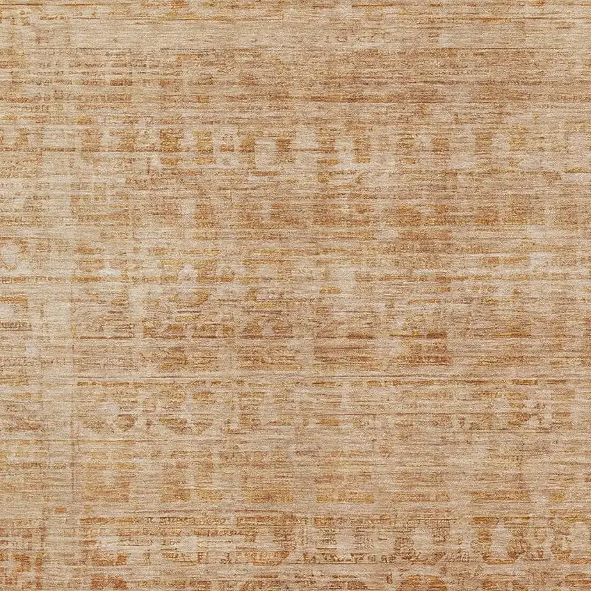 Coral And Peach Oriental Washable Area Rug With UV Protection Photo 2