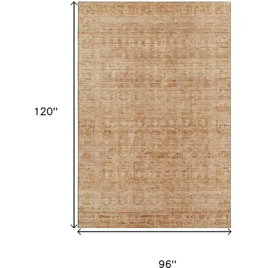 Coral And Peach Oriental Washable Area Rug With UV Protection Photo 9