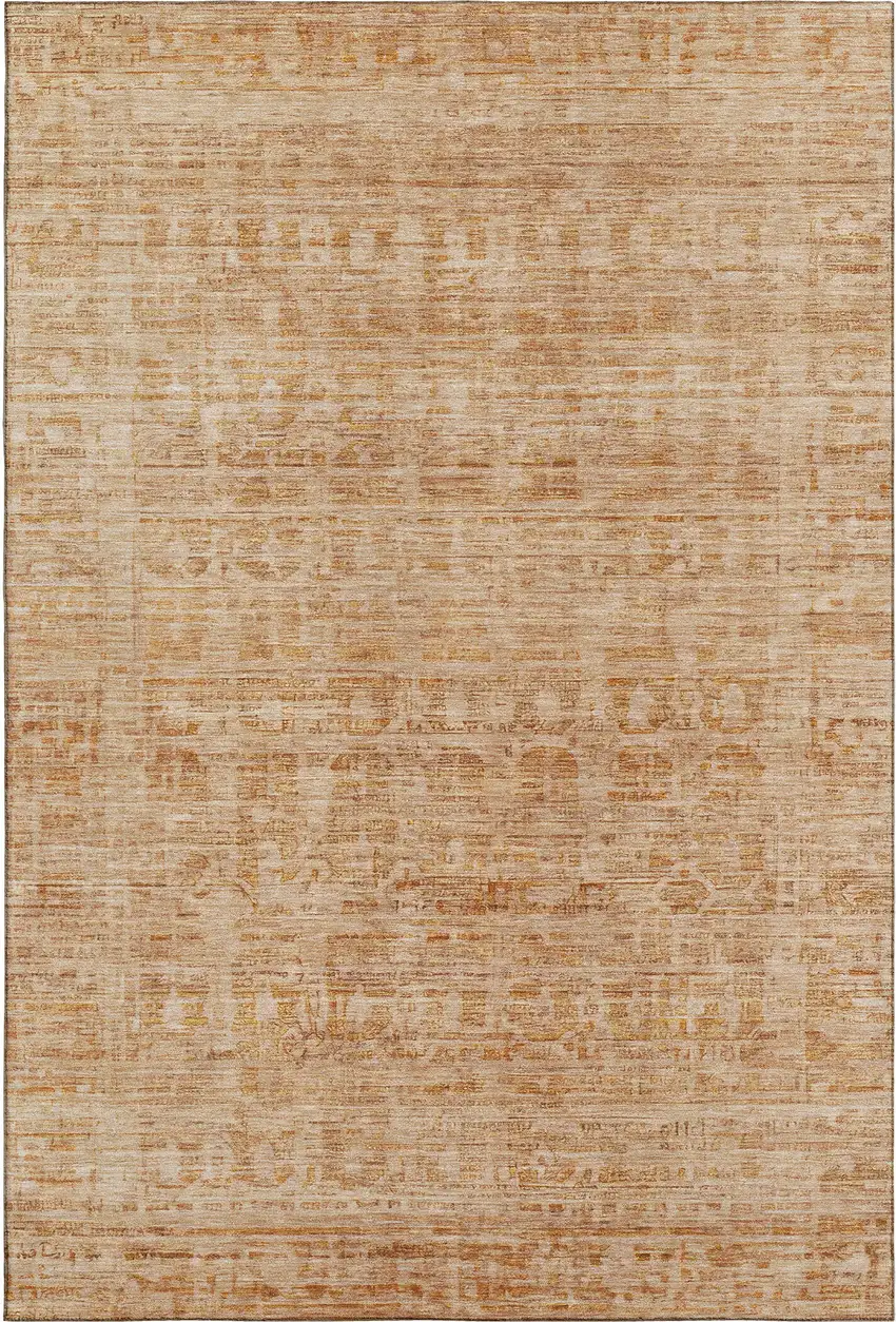 Coral And Peach Oriental Washable Area Rug With UV Protection Photo 1