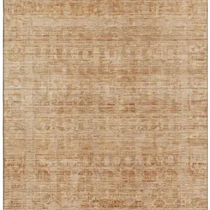 Photo of Coral And Peach Oriental Washable Area Rug With UV Protection