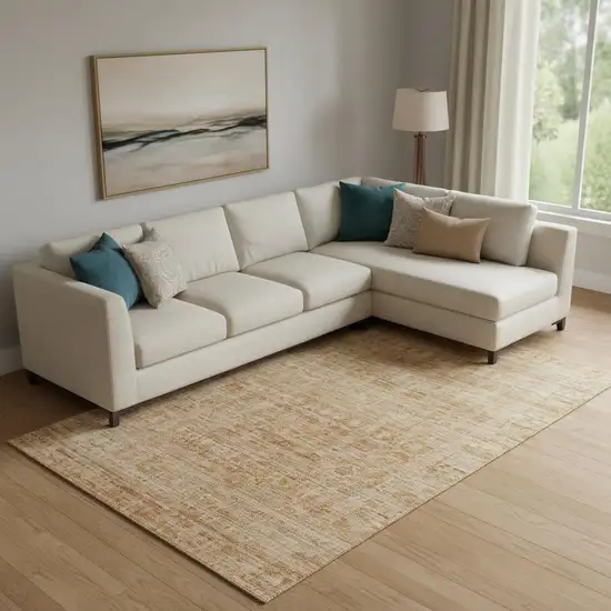 Coral And Peach Oriental Washable Area Rug With UV Protection Photo 2