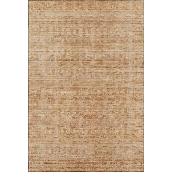 Coral And Peach Oriental Washable Area Rug With UV Protection Photo 1
