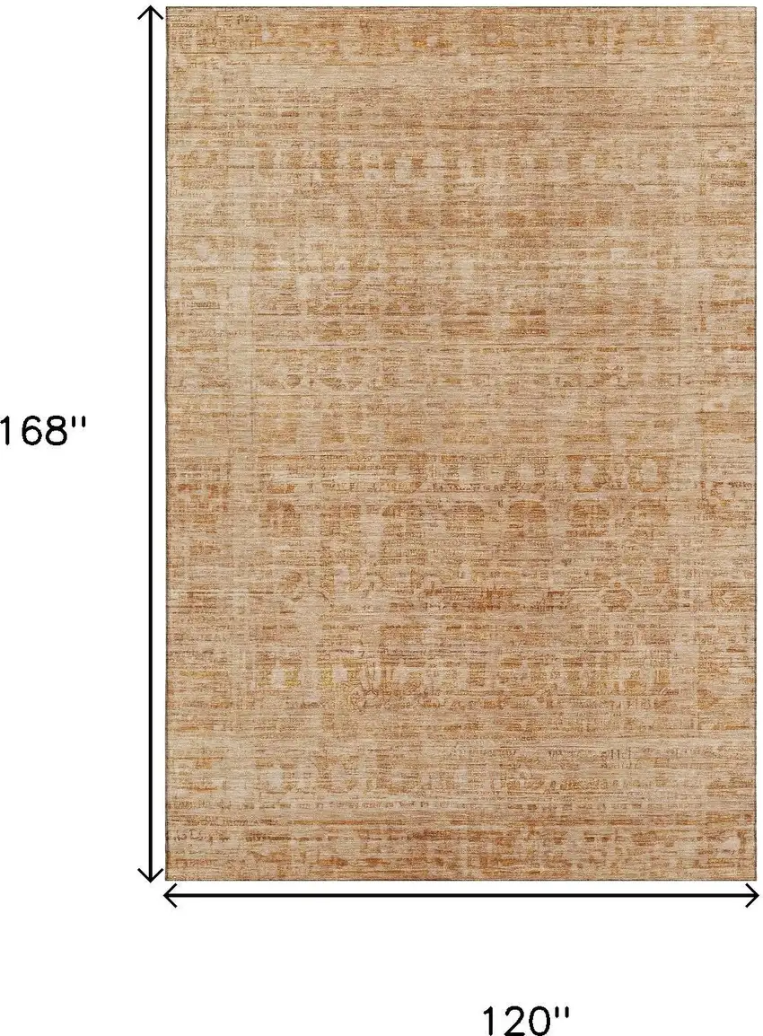 Coral And Peach Oriental Washable Area Rug With UV Protection Photo 9