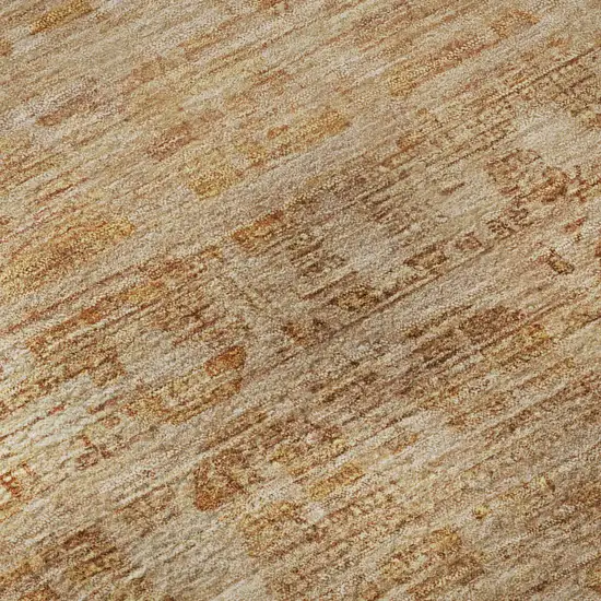 Coral And Peach Oriental Washable Area Rug With UV Protection Photo 8