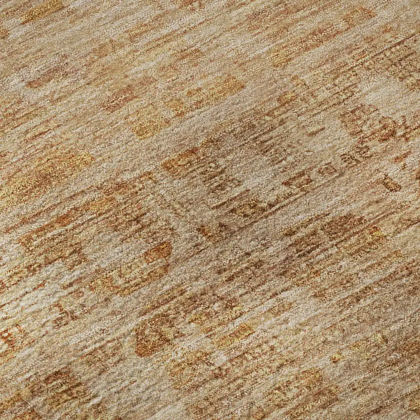 Coral And Peach Oriental Washable Area Rug With UV Protection Photo 8