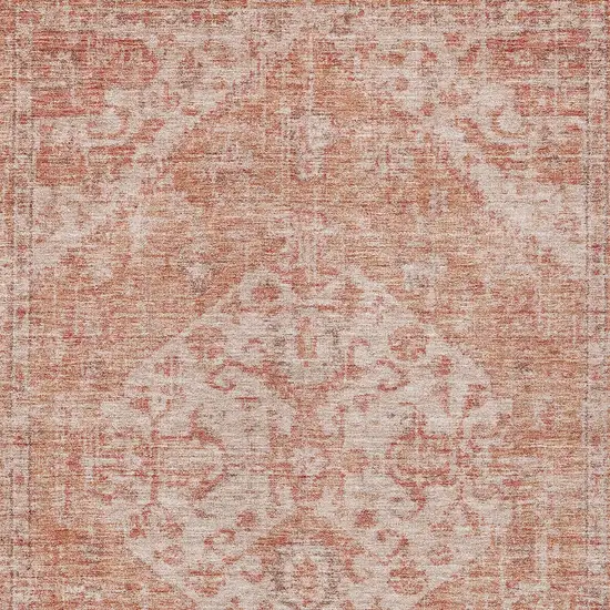 Coral And Pink Oriental Washable Indoor Outdoor Area Rug Photo 5