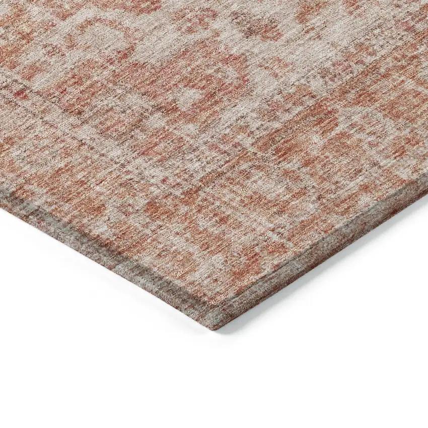 Coral And Pink Oriental Washable Indoor Outdoor Area Rug Photo 4