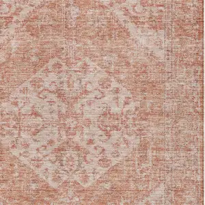 Photo of Coral And Pink Oriental Washable Indoor Outdoor Area Rug