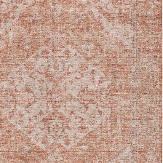 Coral And Pink Oriental Washable Indoor Outdoor Area Rug Photo 5