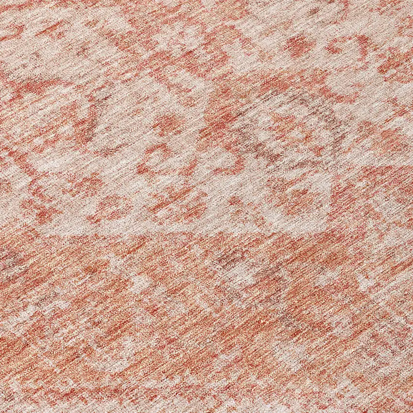Coral And Pink Oriental Washable Indoor Outdoor Area Rug Photo 8