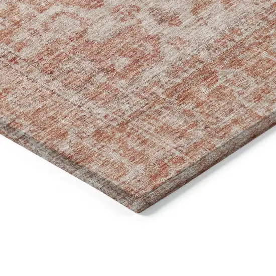 Coral And Pink Oriental Washable Indoor Outdoor Area Rug Photo 4