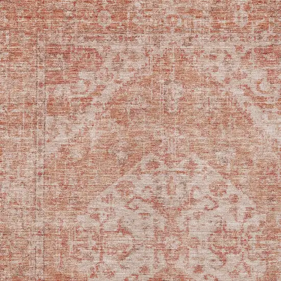 Coral And Pink Oriental Washable Indoor Outdoor Area Rug Photo 5