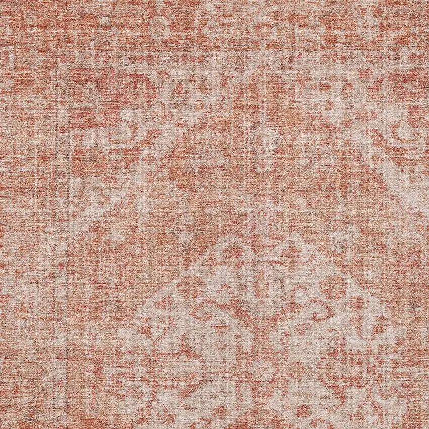 Coral And Pink Oriental Washable Indoor Outdoor Area Rug Photo 5